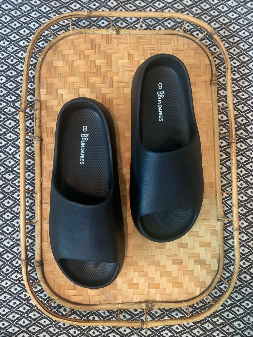 No Boundaries Black Slip-On Slide Sandals